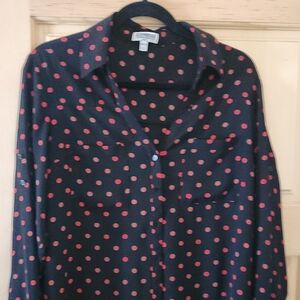Express Black and Red Polka Dot Blouse